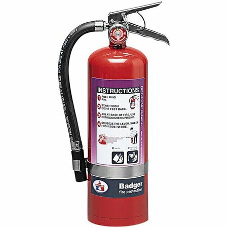 BADGER Extra 23488 5 lb. Potassium Bicarbonate Purple K Dry Chemical Fire Extinguisher - Wall Hook 47223488